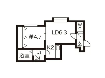 フェリスファミリアⅤ(1LDK/2階)の間取り写真