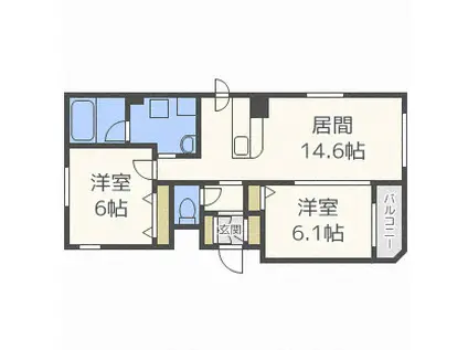 LAMECANA手稲駅前(2LDK/1階)の間取り写真