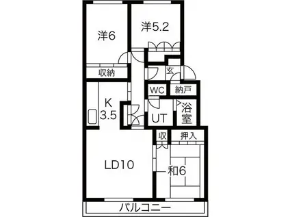 テレパレス富丘II(3LDK/2階)の間取り写真