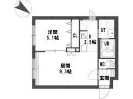 グランメール 24-D(1LDK/4階)の間取り写真