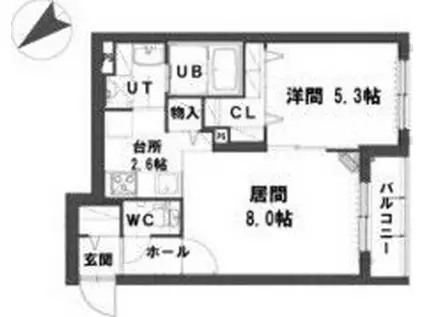 グランメール 24ウエスト(1LDK/4階)の間取り写真