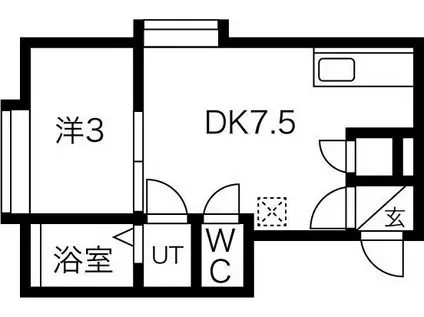 フロンティア宮の沢B棟(1DK/2階)の間取り写真