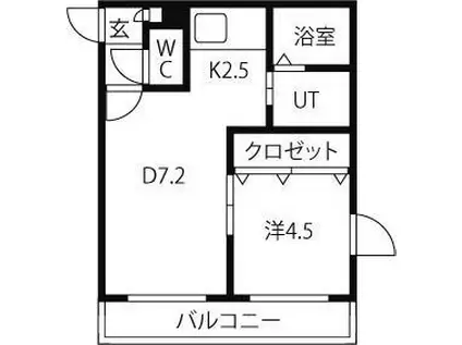 LA COMODITA KOTONI(1LDK/2階)の間取り写真