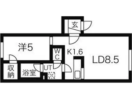 ポーザ琴似(1LDK/4階)の間取り写真