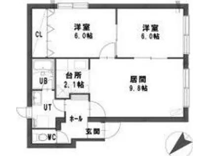 グランメール発寒(2LDK/2階)の間取り写真