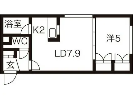 アーバンテラス二十四軒(1DK/2階)の間取り写真