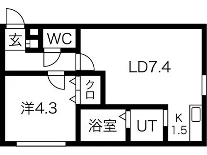 オークツリーI(1LDK/3階)の間取り写真