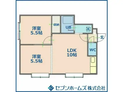 H&M発寒南(2LDK/1階)の間取り写真