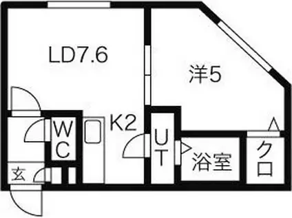 エンバシー発寒南(1LDK/2階)の間取り写真