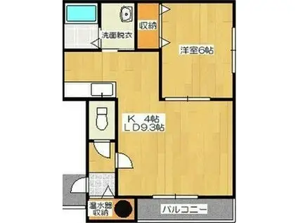 ピュアテラス西宮の沢(1LDK/3階)の間取り写真