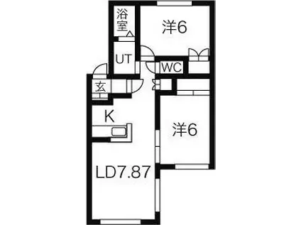 ジョイパレス八軒(2LDK/2階)の間取り写真