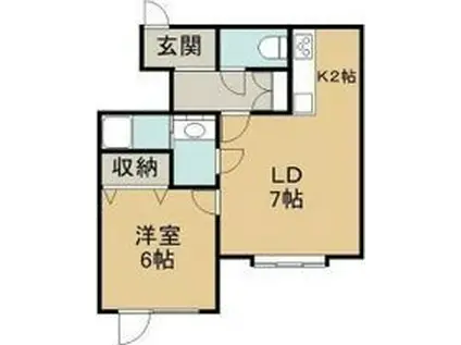 ベラカーサ新発寒(1LDK/2階)の間取り写真