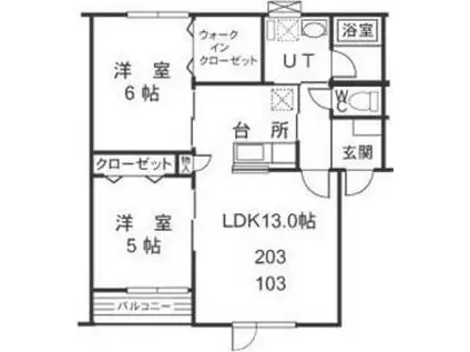 MARINE BLUE(2LDK/1階)の間取り写真
