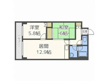 宮の沢一条館(2LDK/7階)の間取り写真