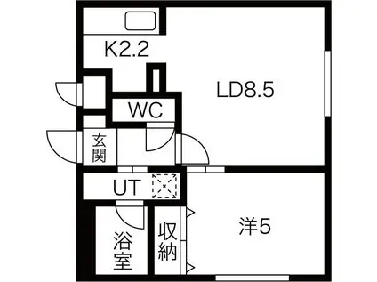 ベルエット二十四軒(1LDK/2階)の間取り写真