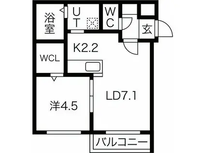 エヴァ琴似(1LDK/4階)の間取り写真