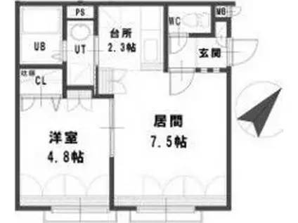 ルミエール24(1LDK/1階)の間取り写真