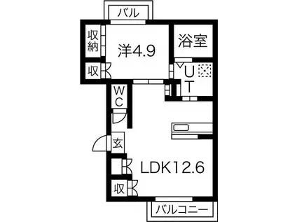 函館本線 星置駅 徒歩20分 3階建 築8年(1LDK/2階)の間取り写真