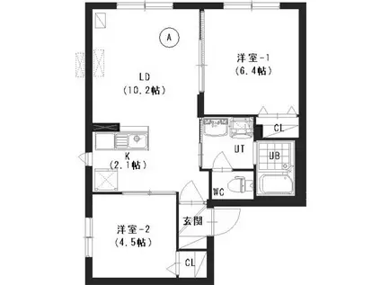 EXCELLENT HOUSE 宮の沢(2LDK/2階)の間取り写真