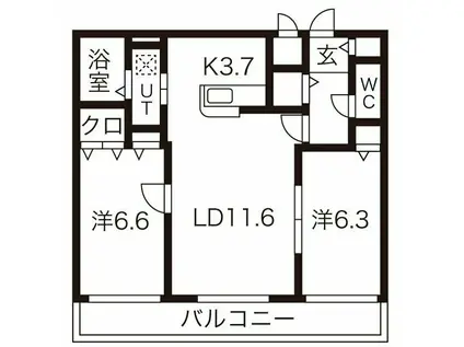 ウエストビレッジ(2LDK/2階)の間取り写真