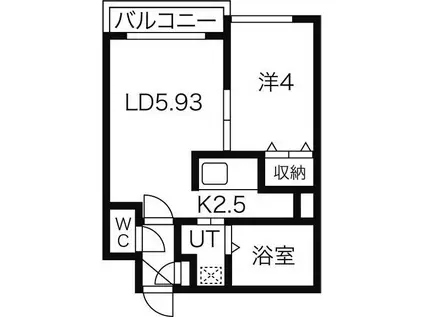 札幌市東西線 琴似駅(札幌市営) 徒歩3分 5階建 築14年(1LDK/2階)の間取り写真