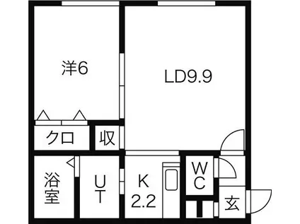 札幌市東西線 宮の沢駅 徒歩5分 3階建 築20年(1LDK/3階)の間取り写真