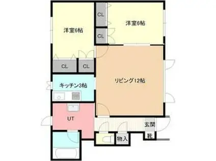 ベルリード西町 C棟(2LDK/1階)の間取り写真