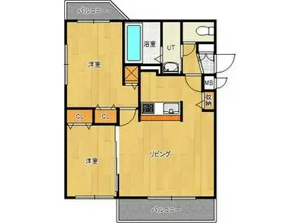 カプチーノ(2LDK/4階)の間取り写真