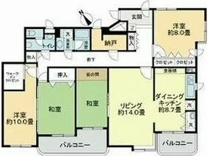 ライオンズマンション山の手第2(4LDK/5階)の間取り写真