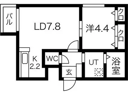 プルミエ発寒(1LDK/2階)の間取り写真
