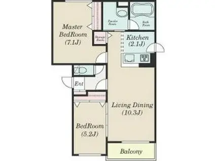 ウィスティリア宮の沢(2LDK/2階)の間取り写真