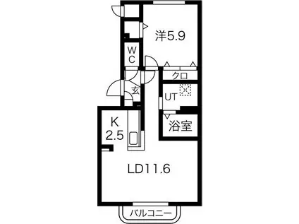 ファインディ西町(1LDK/2階)の間取り写真