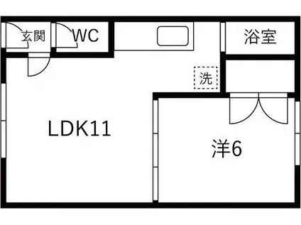 れんげそう(1LDK/2階)の間取り写真