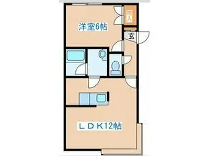 札幌市東西線 琴似駅(札幌市営) 徒歩24分 3階建 築32年(1LDK/2階)の間取り写真