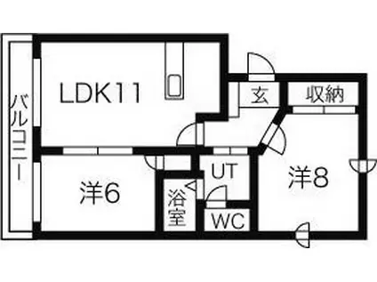 ショパンシャトー山の手(2LDK/2階)の間取り写真