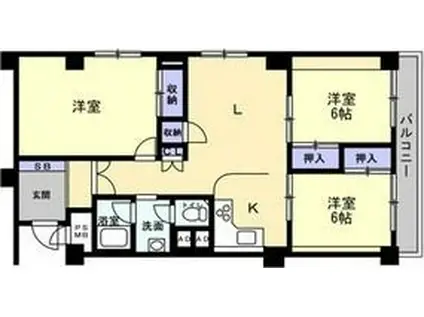 琴似マンション(3LDK/3階)の間取り写真