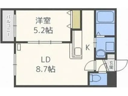 サンステージ琴似2-2(1LDK/4階)の間取り写真