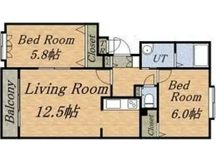 エムズ・コート(2LDK/2階)の間取り写真