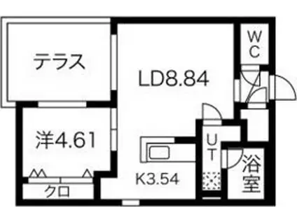 HARMONIA(1LDK/1階)の間取り写真
