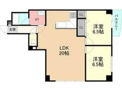 恒志堂手稲ビルⅡ(2LDK/4階)の間取り写真