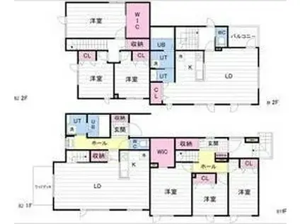 LEAFY FORET B棟(3LDK/1階)の間取り写真