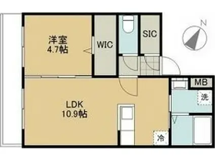 ディオクラシス琴似(1LDK/3階)の間取り写真