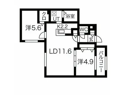 ブランシャールEK琴似(1LDK/4階)の間取り写真