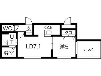 S.FIELD手稲本町(1LDK/1階)の間取り写真