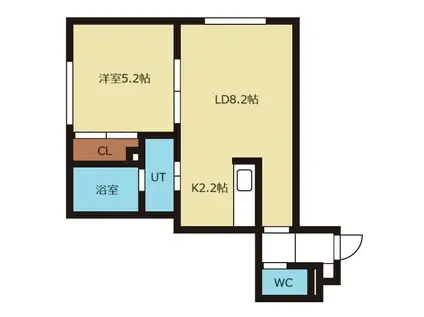 アメニティ手稲本町(1LDK/2階)の間取り写真