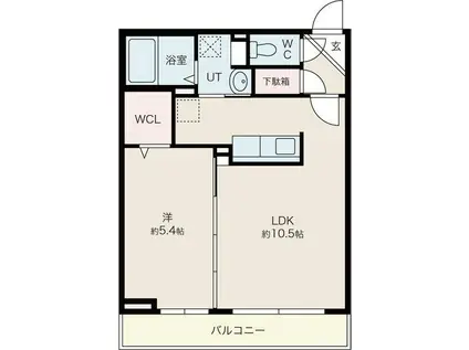 CREA琴似(1LDK/2階)の間取り写真