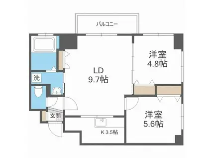 プライマル札幌琴似(2LDK/4階)の間取り写真