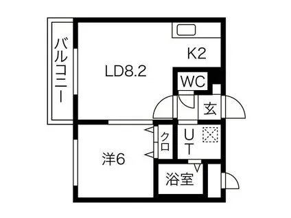 札幌市東西線 二十四軒駅 徒歩7分 4階建 築10年(1LDK/4階)の間取り写真