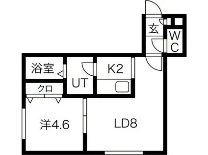 ウエスト BLUE(1LDK/2階)の間取り写真