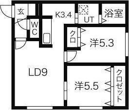 ラ・レーヴィア(2LDK/3階)の間取り写真